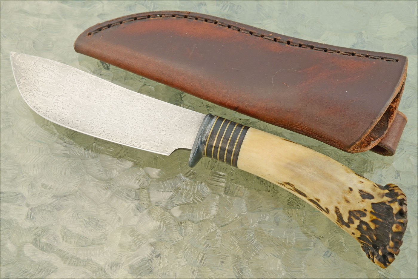 Forged Nessmuk Skinner with Stag Crown and Wrought Iron