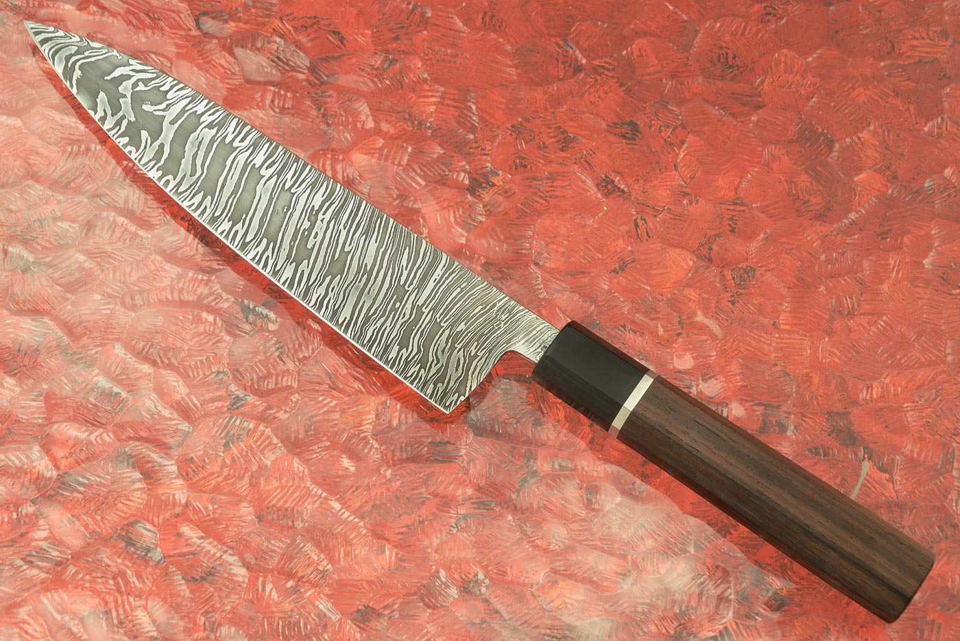 Damascus Chef's Knife (Gyuto) with Macassar Ebony (7-1/2 in.)