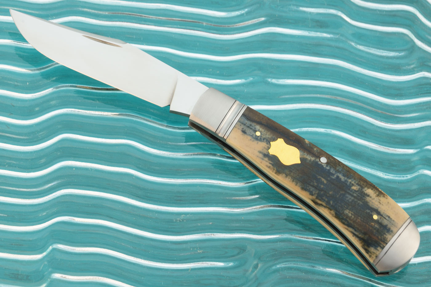 Slipjoint Trapper with Mammoth Ivory Bark and Gold - CPM-154