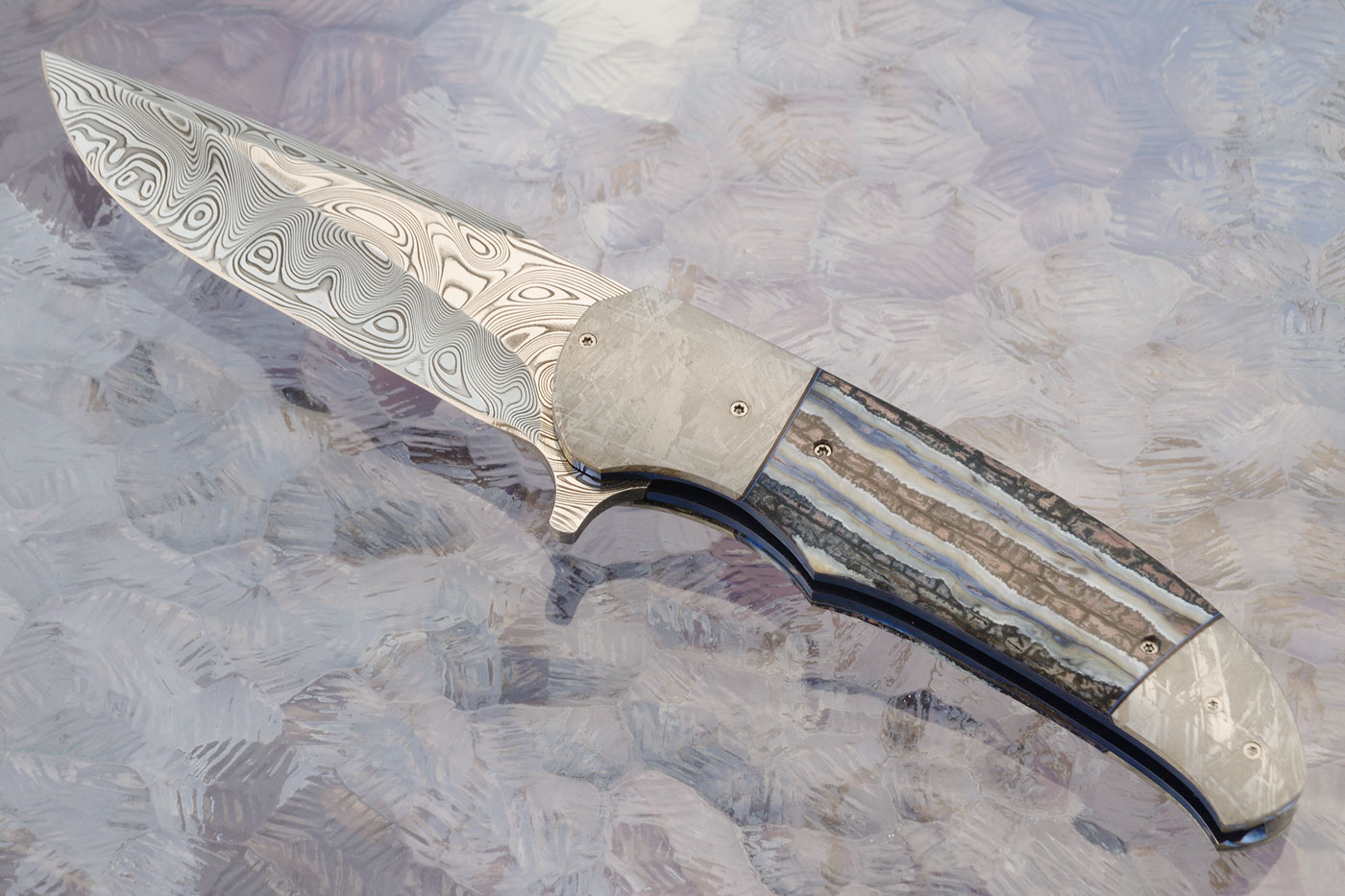 LL-SS Flipper with Mammoth Molar, Damascus, and Meteorite (Ceramic IKBS)