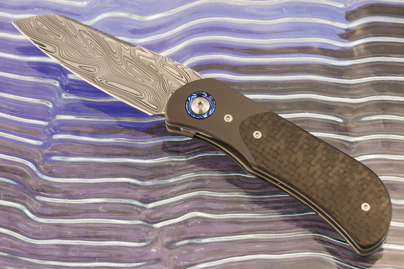 EXK Plus Front Flipper with Carbon Fiber and Timascus - Damasteel