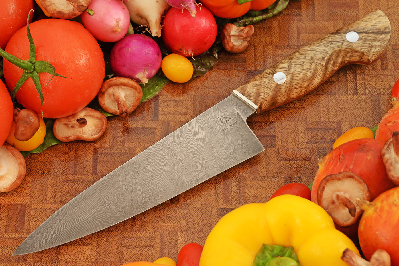 Damascus Chef's Knife (6-1/2 in.) with Curly Mango