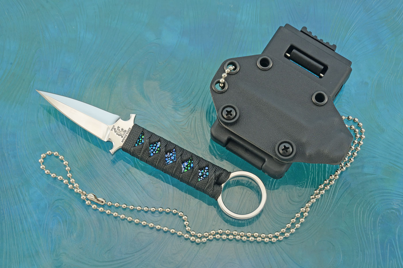 Ring Dagger (Kunai) with Teal Rayskin Wrap