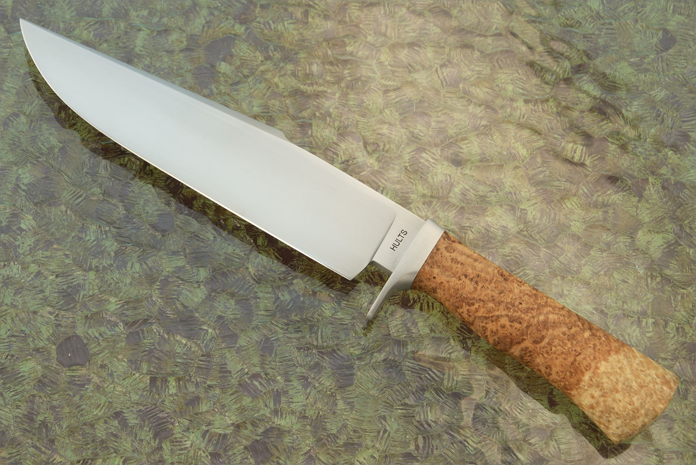 Raised Clip Camp Knife with Black Ash Burl<br><i>Journeyman Smith Test Knife</i>