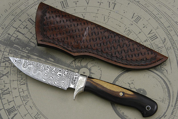 Blackwood and Damascus Hunting Knife