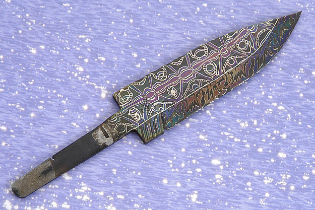 Heat Blued Filigree Damascus Blade (4 1/4 in)