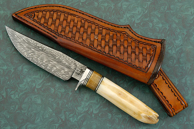 Hippo Tooth Hunter with Feather Damascus