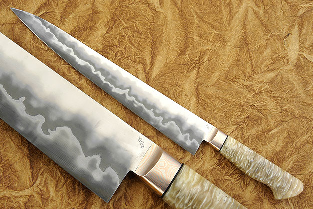 Slicing Knife (Sujihiki) with Muskox Horn (12-1/4
