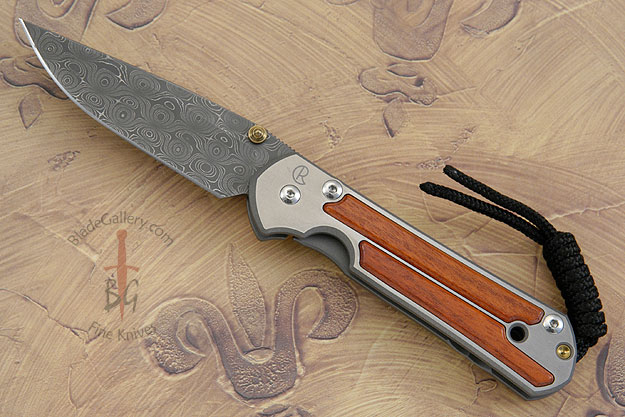 Small Sebenza 21 with Bloodwood and Raindrop Pattern Damascus