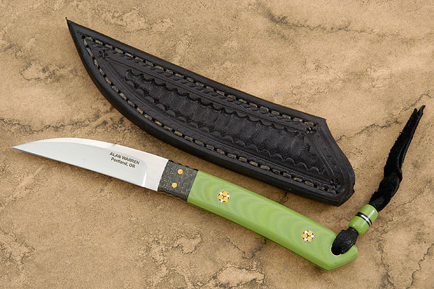 Wharncliffe Utility with Toxic Green G10 and Lightning Strike Carbon Fiber
