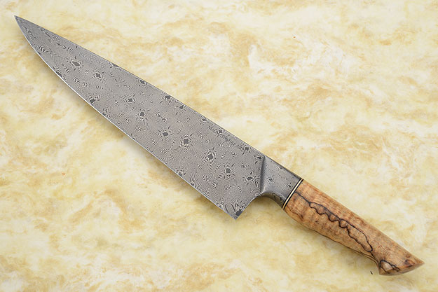 Chef's Knife (9.9 in) with Mosaic Damascus and Spalted Curly Maple