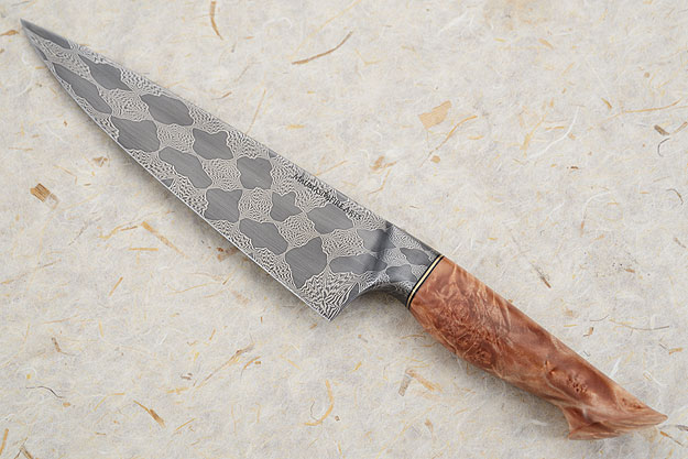 Chef's Knife (8 in) with Mosaic Damascus and Maple Burl