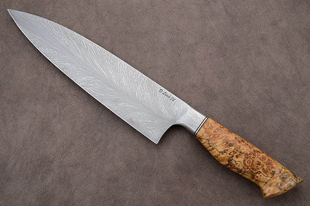 Chef's Knife (8-3/4 in.) with Spalted Box Elder and Feather Pattern Damascus