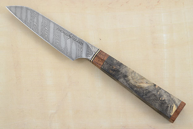 Paring Knife (Petty) with Buckeye Burl, Mango and Damascus (4 in.)