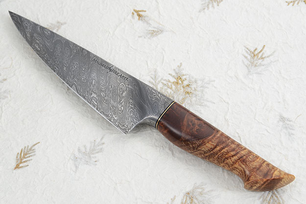 Chef's Knife with Maple Burl and Damascus (6-1/4 in)
