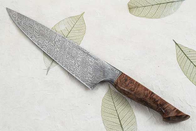 Chef's Knife (8 in) with Babbling Brook Pattern Mosaic Damascus and Maple Burl