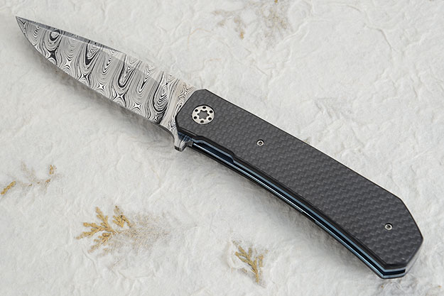 LL12 Flipper with Damascus and Carbon Fiber (IKBS)