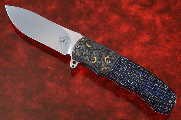 L46 Flipper with Blue/Silver Carbon Fiber and Engraved Zirconium (IKBS)