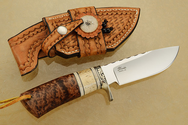 Drop Point Hunter with Redwood Burl and Oosic