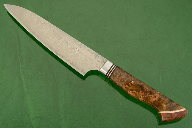 Utility Knife - Fruit - (135mm / 5-1/3 in) with Stainless Damascus and Maple Burl