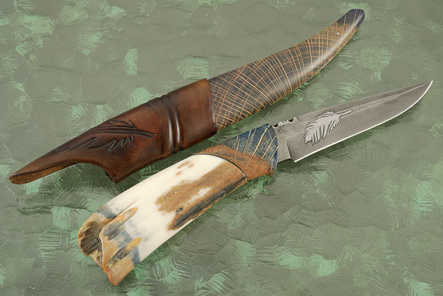 Feather with Walrus Tusk and Spalted Oak