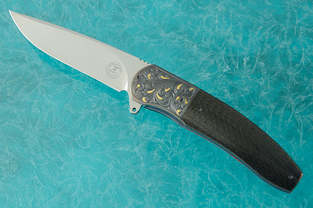 L54 Flipper with Carbon Fiber and Zirconium - Engraved Scrolls and Gold Inlay (Ceramic IKBS)