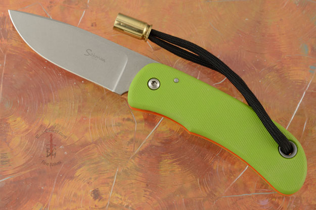 Pointer Friction Folder with Neon Green and Orange G-10