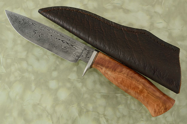 Damascus Drop Point Hunter with Budgeroo