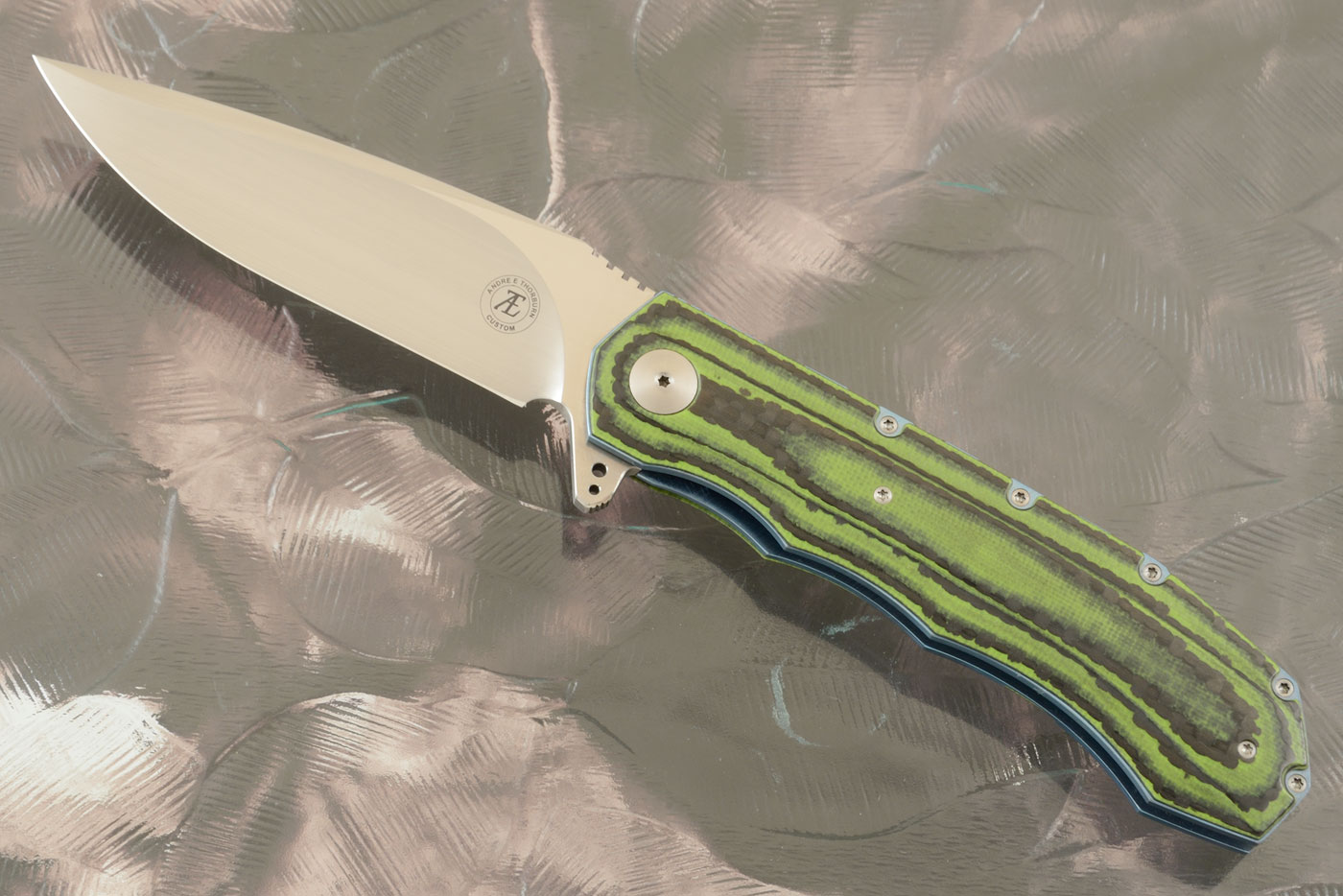 L51 Compact Flipper with 3D Carbon Fiber and Toxic Green G-10 (Ceramic IKBS) - CTS-XHP
