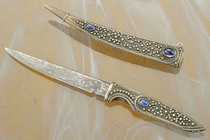Filigree Desk Knife with Damascus