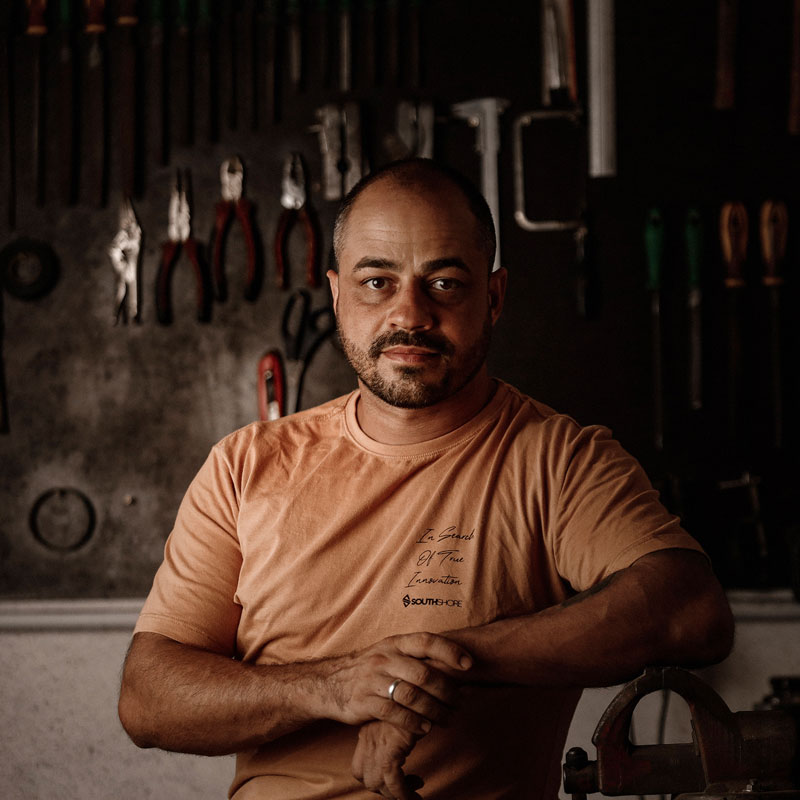 William Porto in his workshop