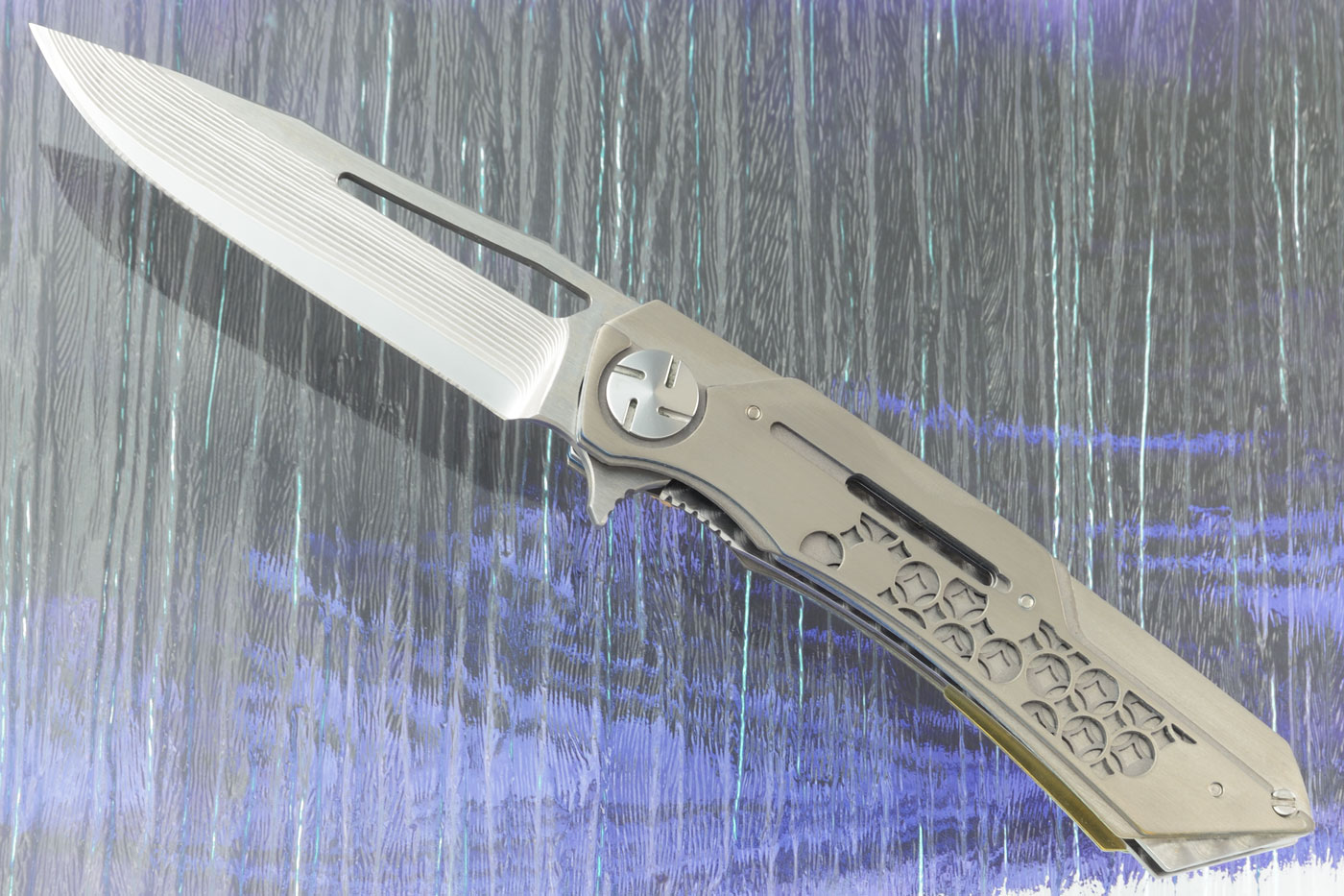 Mini Mina Flipper with San Mai Damascus and Titanium (#011)