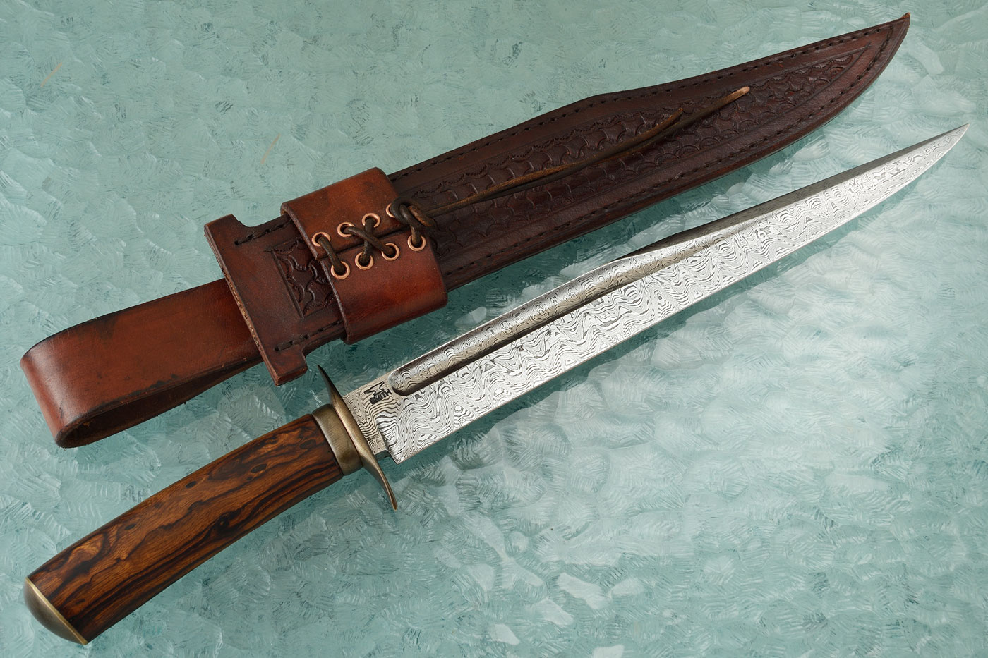 Damascus Bowie with Desert Ironwood