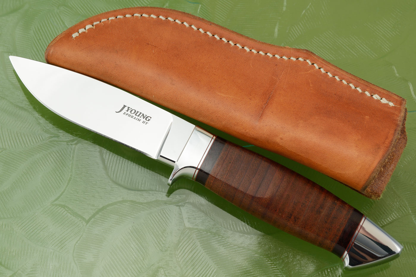 Drop Point Hunter with Stacked Leather Handle (CKCS #001)