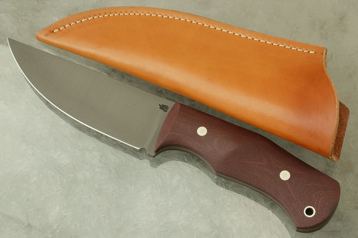 Belt Knife with Burgundy Canvas Micarta