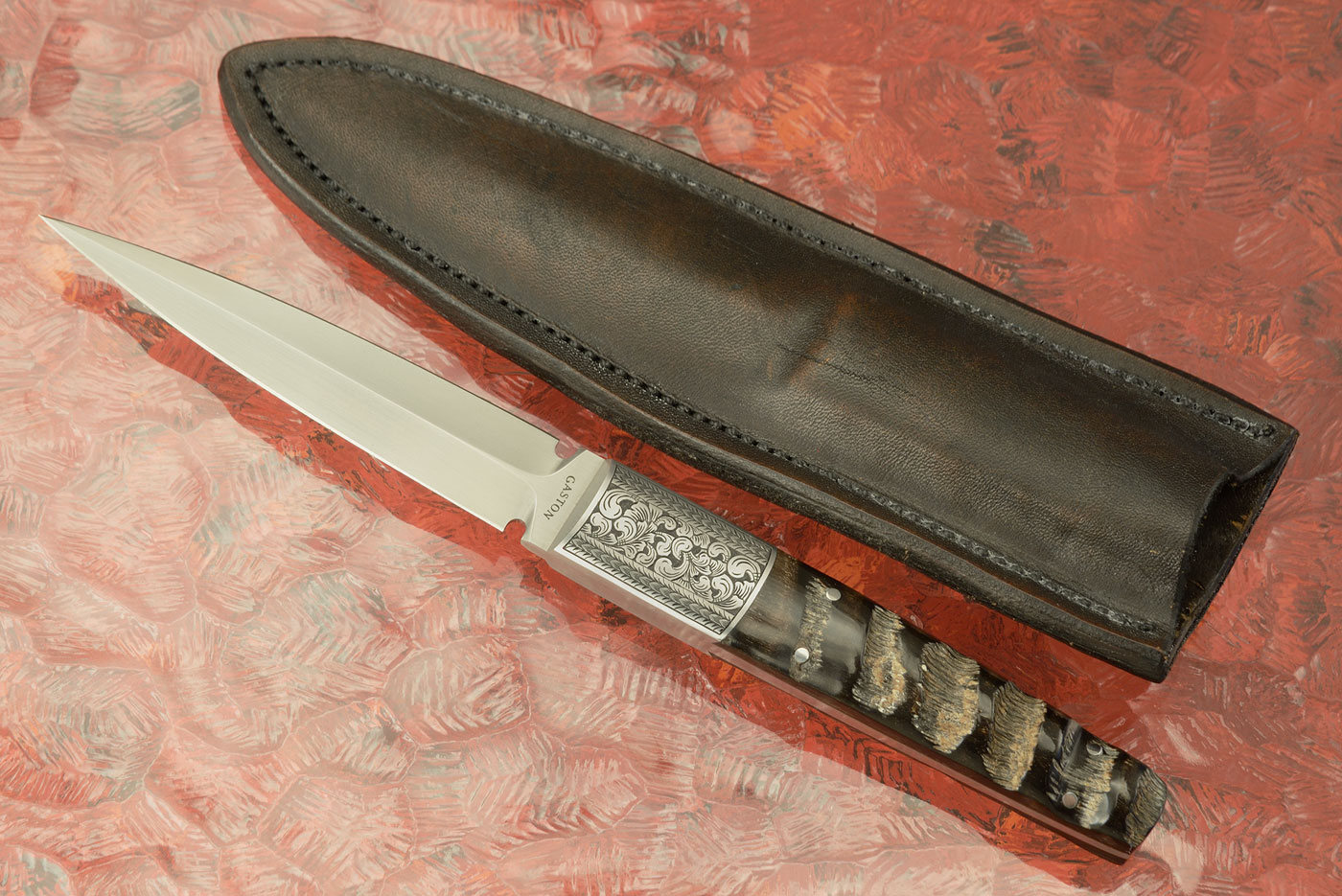Engraved Boot Dagger with Kudu Horn