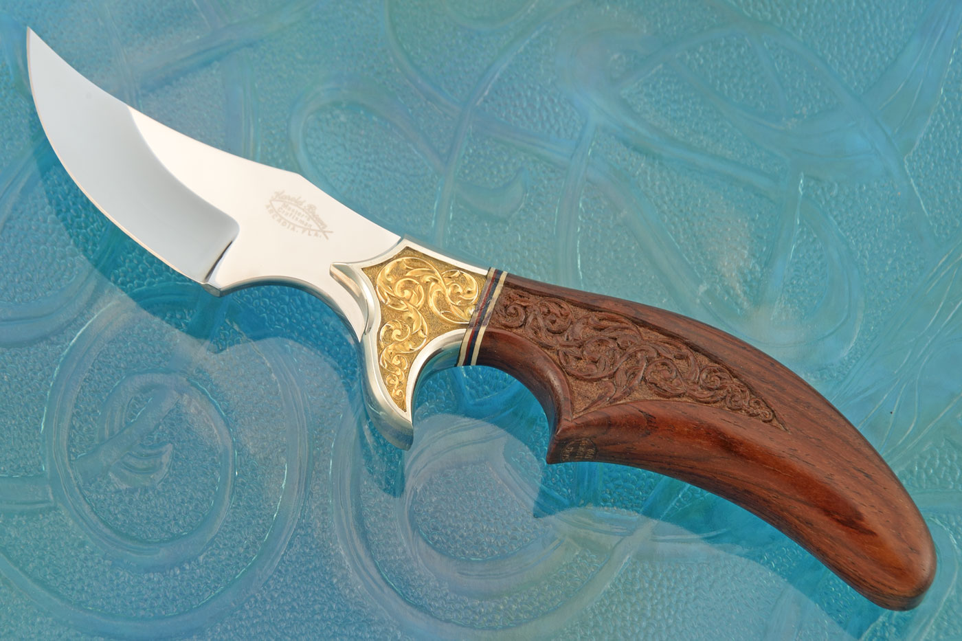 Engraved Persian Skinner with Hand Carved Cocobolo