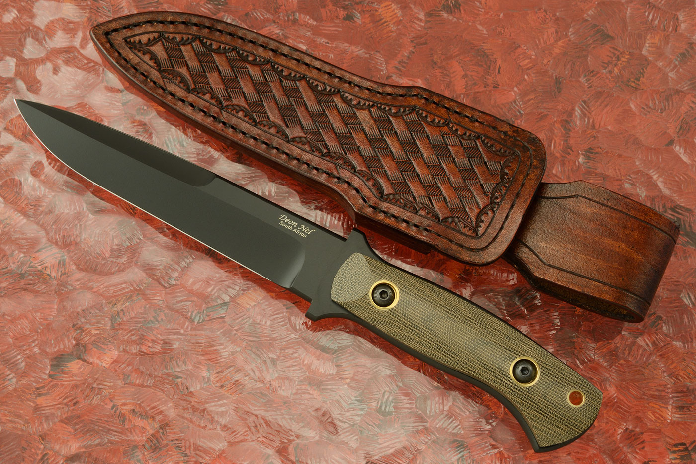 TAC1 Survival Knife with Green Canvas Micarta
