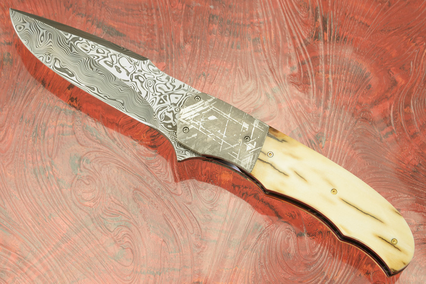 LL-BB Flipper with Mammoth Ivory, Damascus, and Meteorite (Ceramic IKBS)