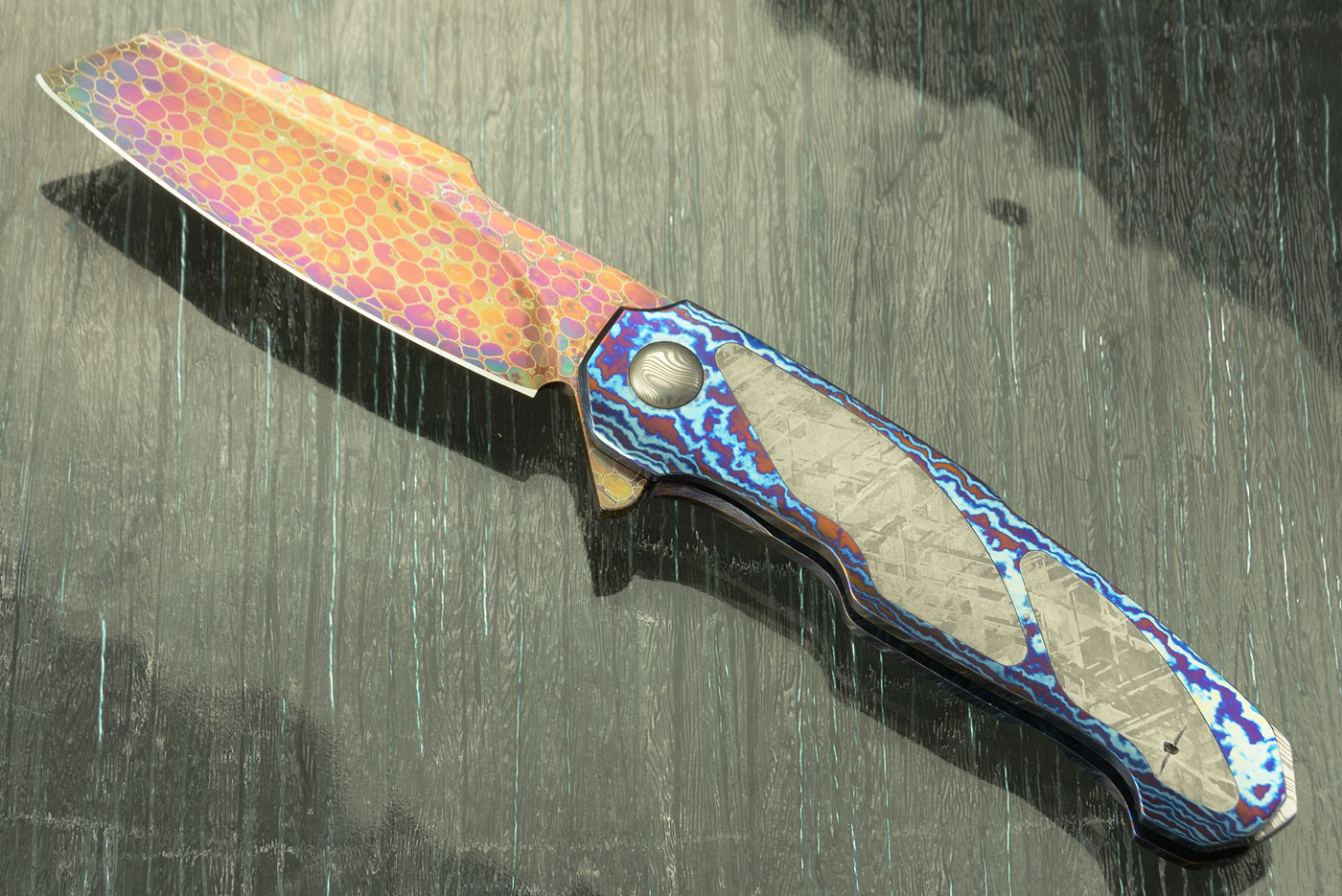 Boudicca Flipper with Dragonskin Damascus and Twin Pockets Meteorite (IKBS)