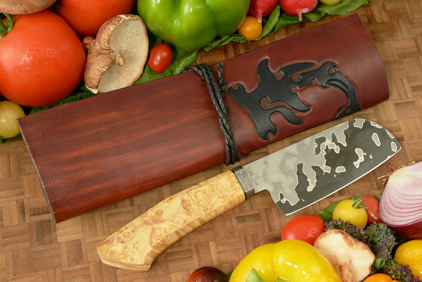 San Mai Petite Chef's Knife (4-2/3 in) with Box Elder Burl