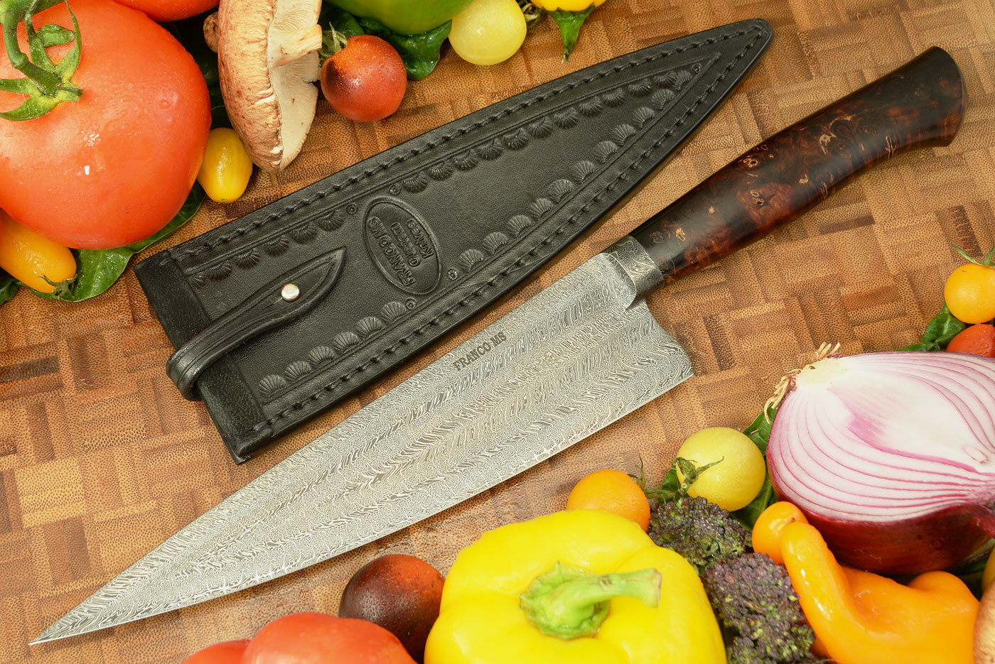 Integral Damascus Chef's Knife with Buckeye Burl