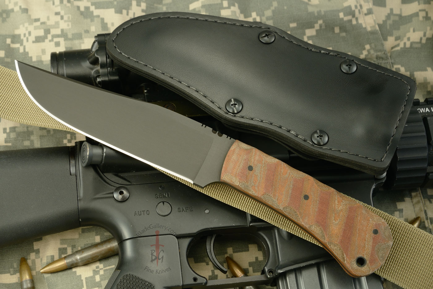 Field Knife with Sculted Tan Micarta