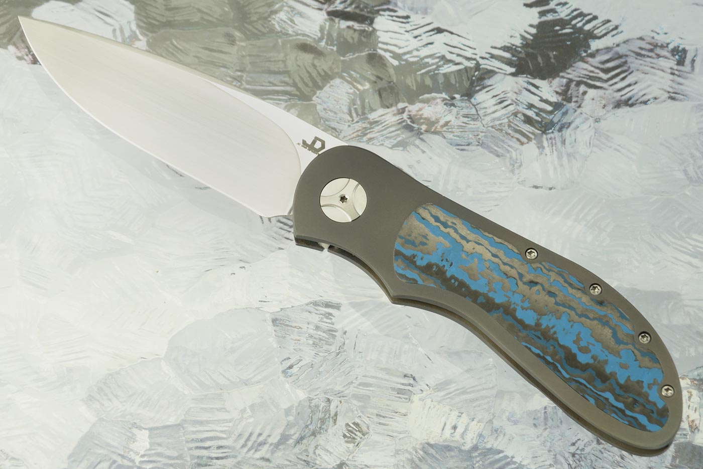 EDC Front Flipper Bolster Lock with Arctic Storm FatCarbon Inlays
