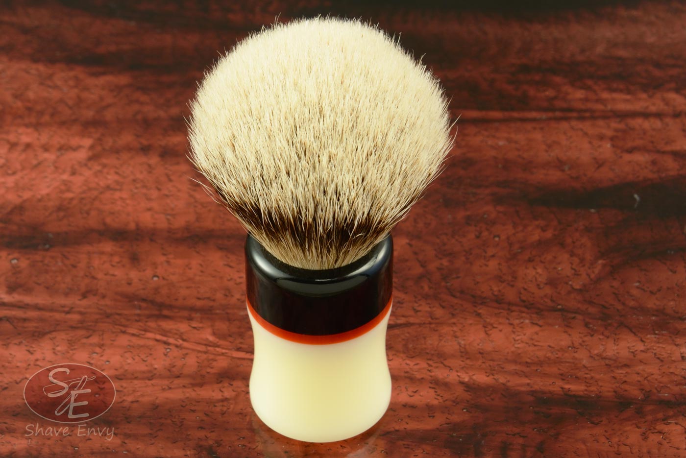 Silvertip Shaving Brush with Hand Turned Ivory/Redr/Black Acrylic