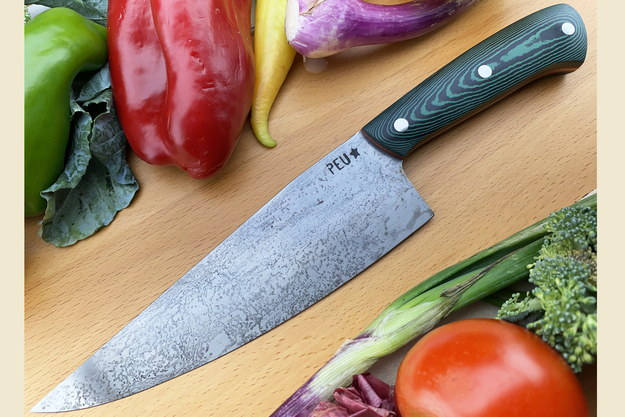 Chef's Knife (Cocinero 180mm) with Green/Black Micarta and O2 Carbon Steel