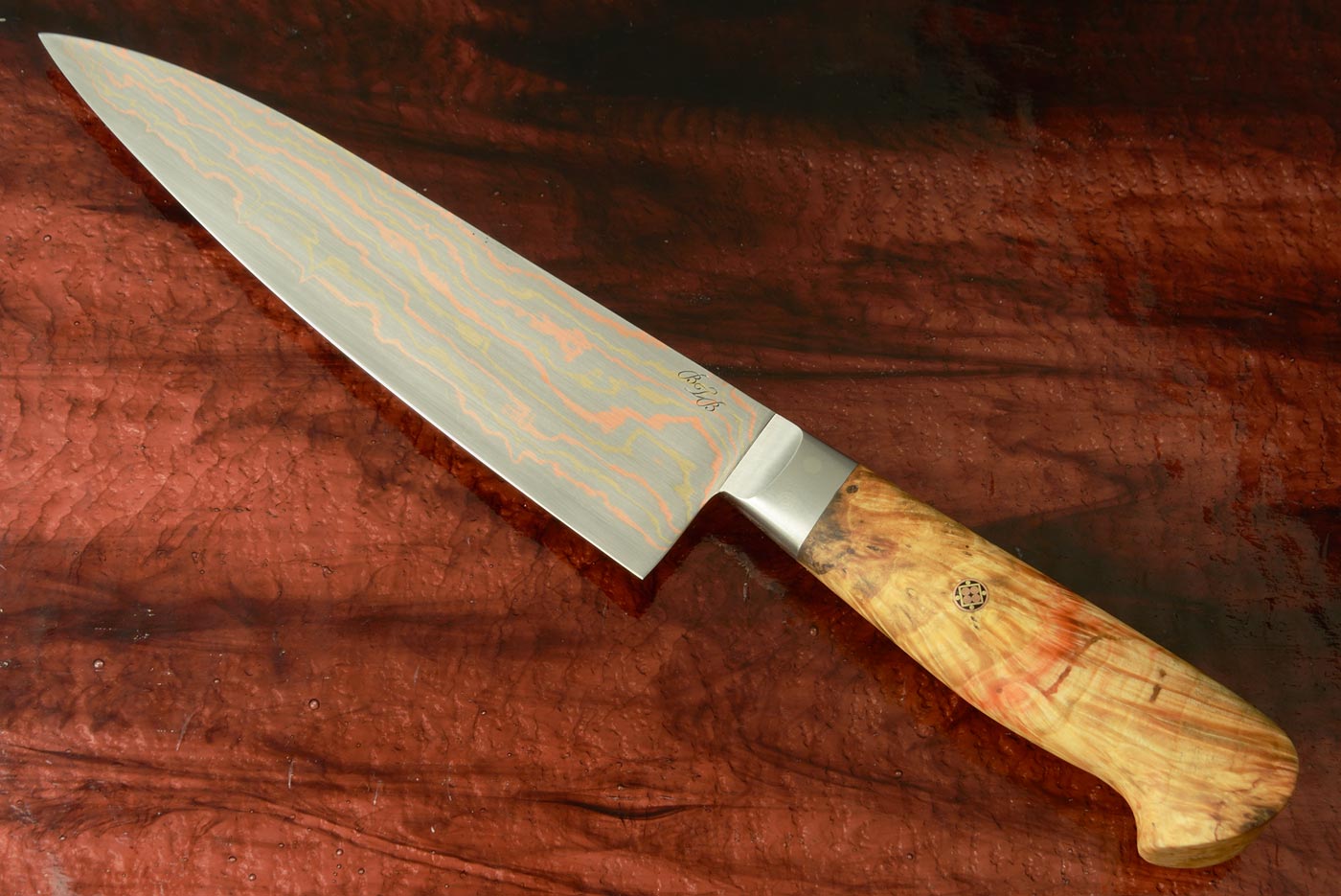 Chef's Knife (Gyuto) with Yu-Shoku and Spalted Box Elder (6-1/2 in)