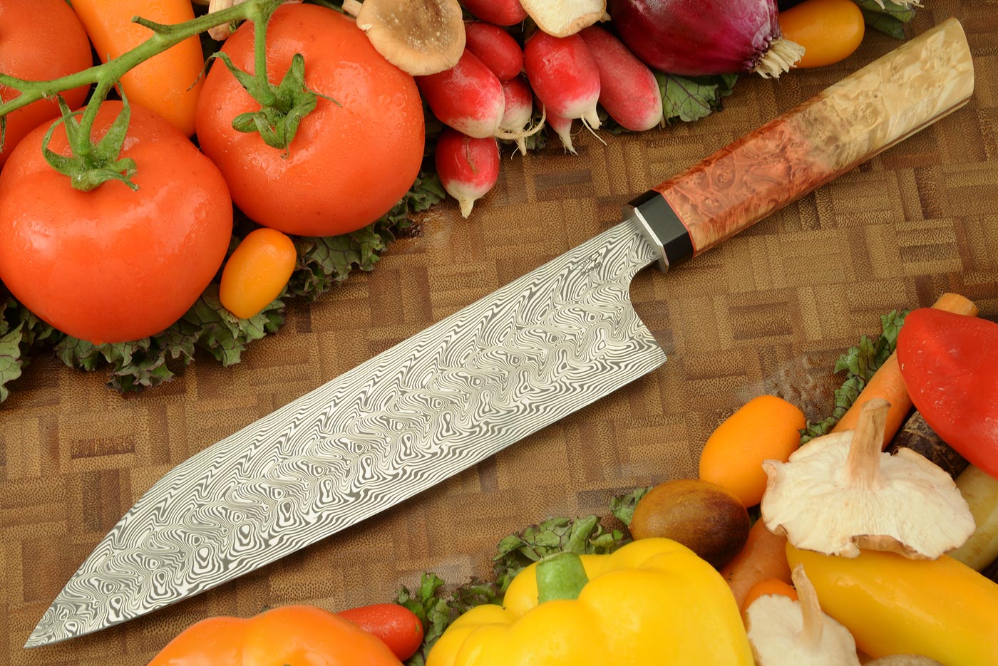 Damascus Chef's Knife (8-3/4 in.) with Maple Burl