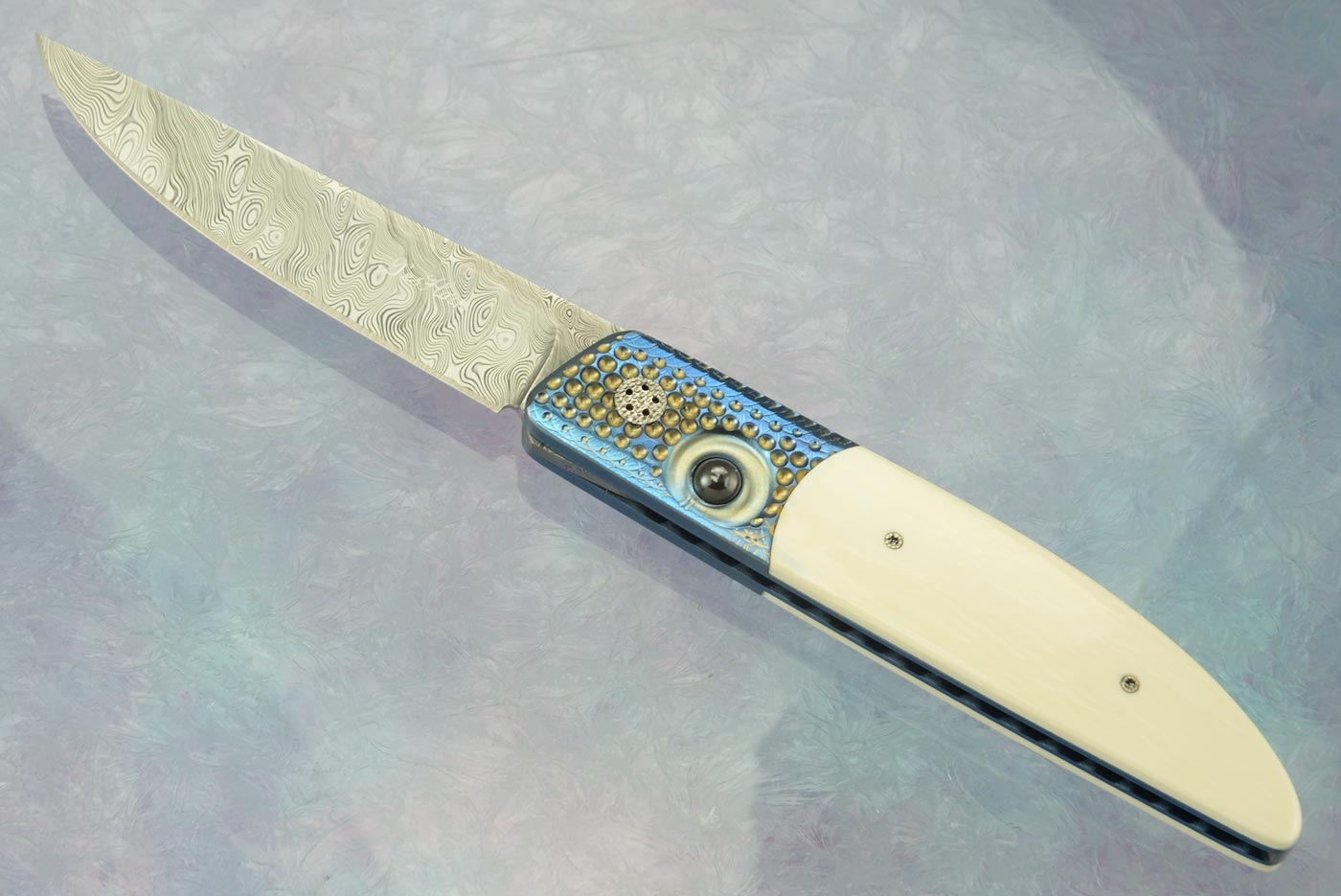 Large Ball Release Front Flipper with Damasteel and Mammoth Ivory