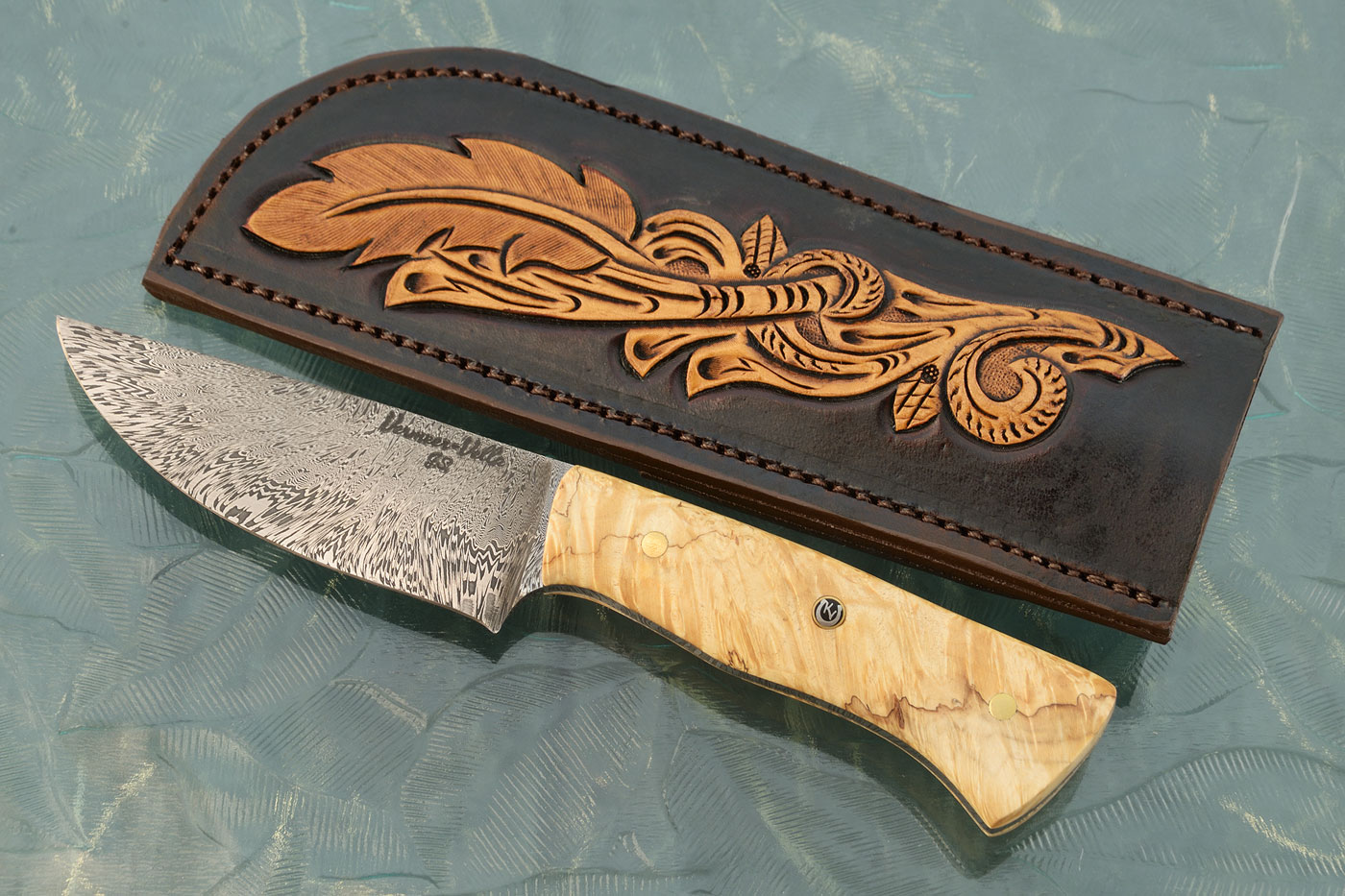 Damascus Hunter with Spalted Maple